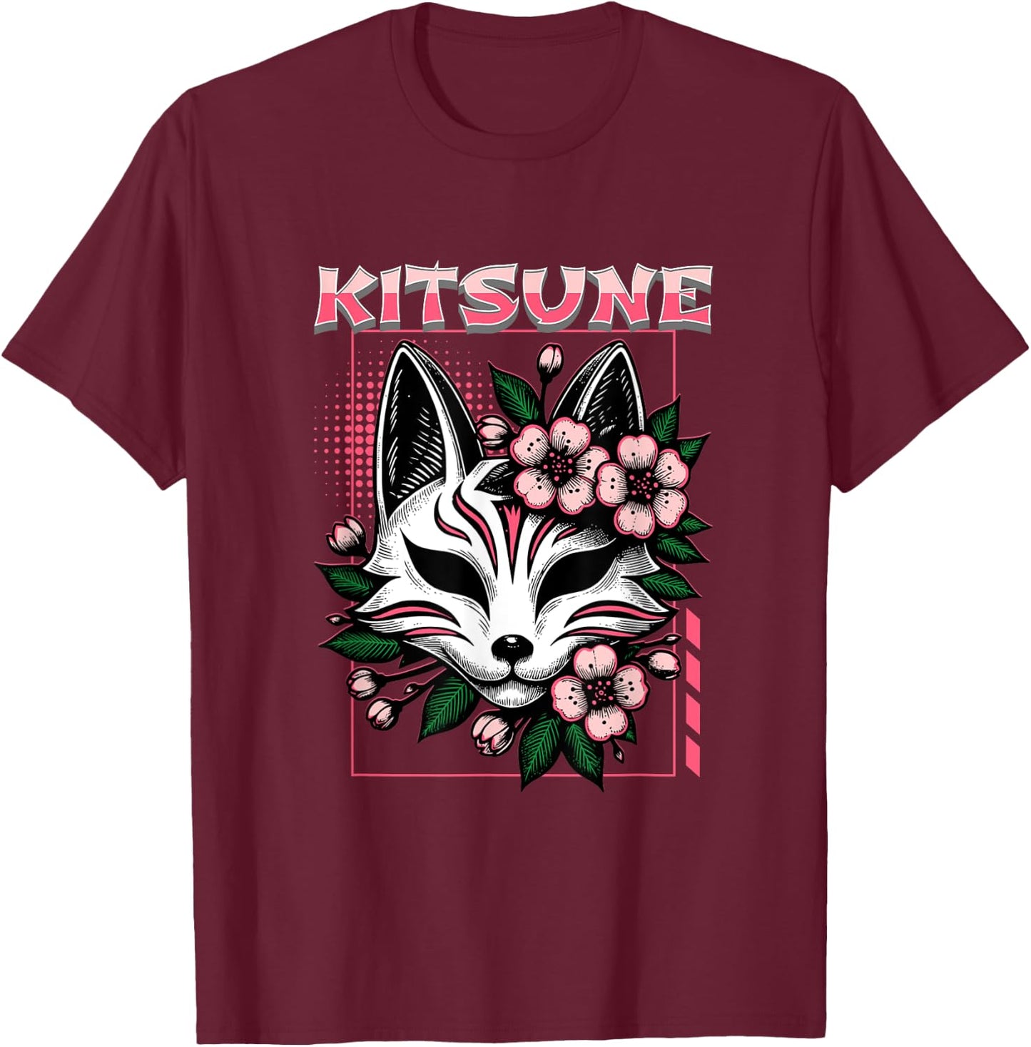 Geisha with cherry blossoms Vintage Sakura Japanese Art T-Shirt - T-Shirt | Maroon