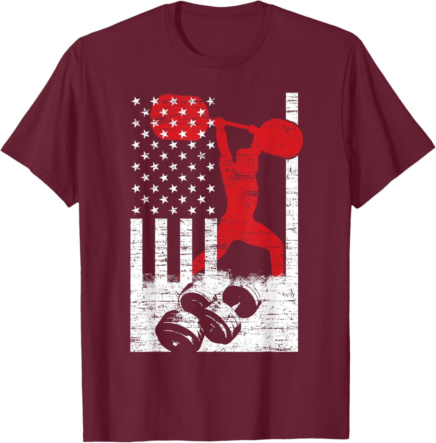 American Olympic Weightlifting T-Shirt - T-Shirt | Maroon