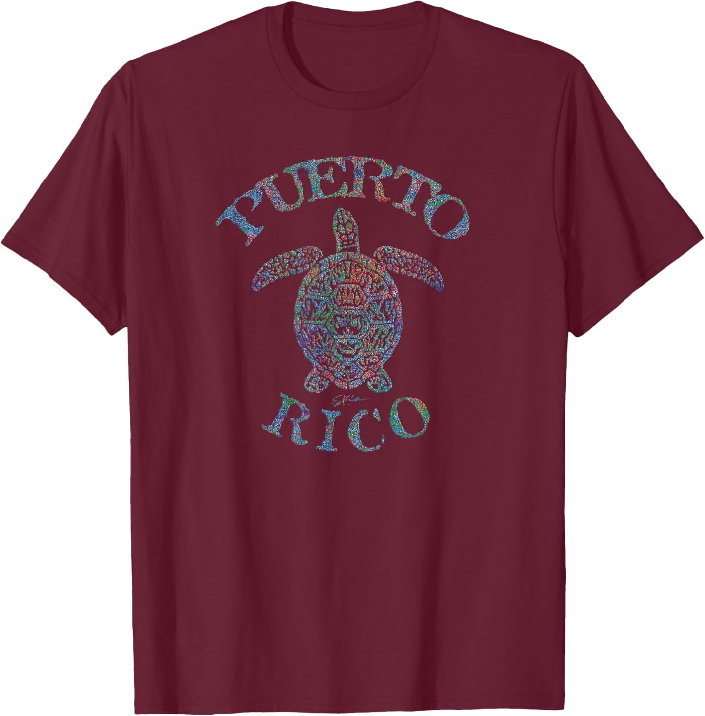 JCombs: Puerto Rico Sea Turtle (Distressed) T-Shirt - T-Shirt | Maroon