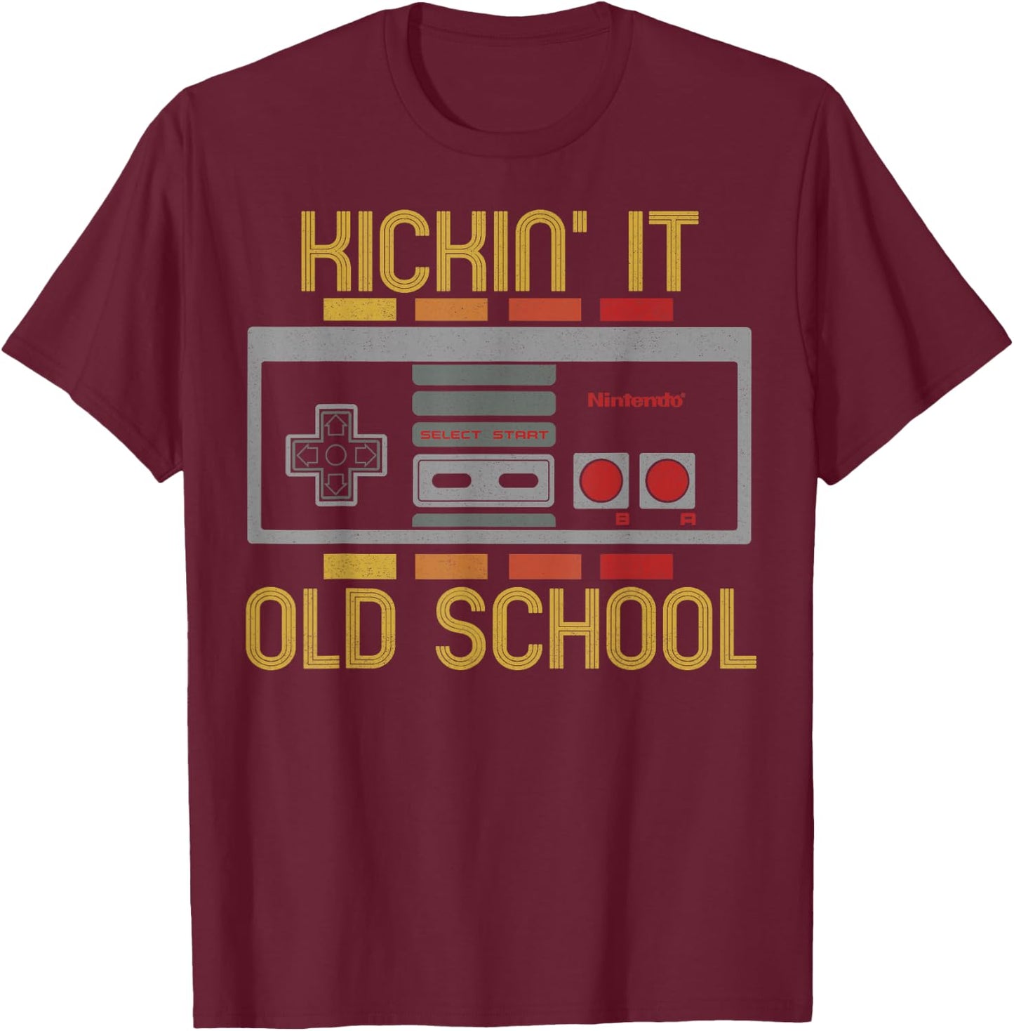 Nintendo NES Retro Kickin' It Old School Graphic T-Shirt - T-Shirt | Maroon