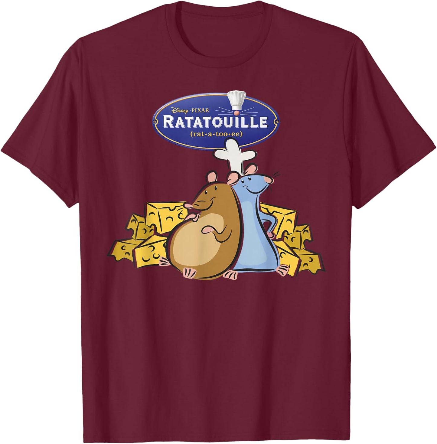 Disney Pixar Ratatouille Title Logo Poster T-Shirt - T-Shirt | Maroon
