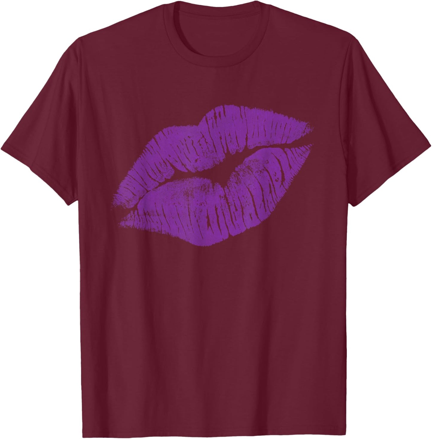 Purple Kissing Lipstick | Perfect 80s Party Design T-Shirt - T-Shirt | Maroon
