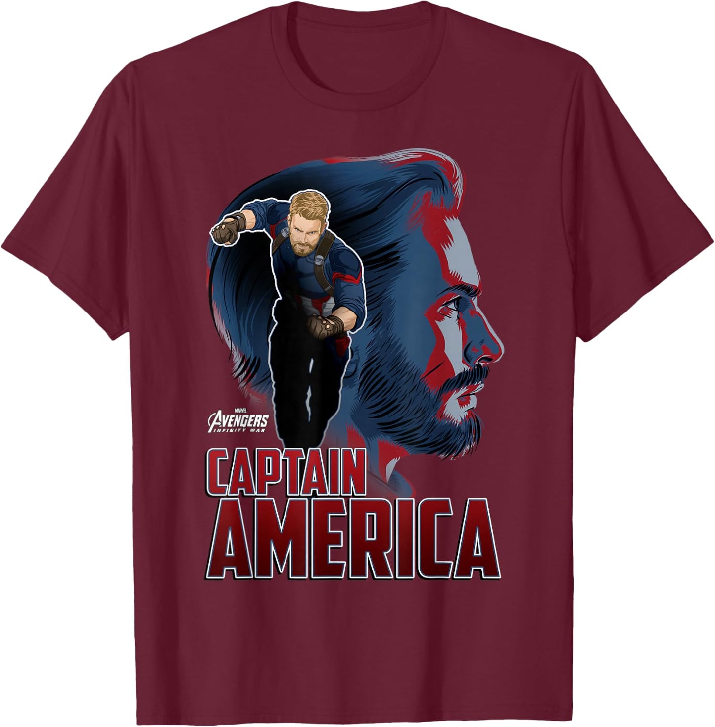 Marvel Infinity War Captain America Profile Graphic T-Shirt - T-Shirt | Maroon