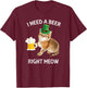Funny Irish Beer Cat St Patricks Day Drinking with Hat T-Shirt - T-Shirt | Maroon