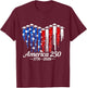 250 Years 1776 2026 B2 Jets Heart Flag Birthday 4th of July T-Shirt - T-Shirt | Maroon