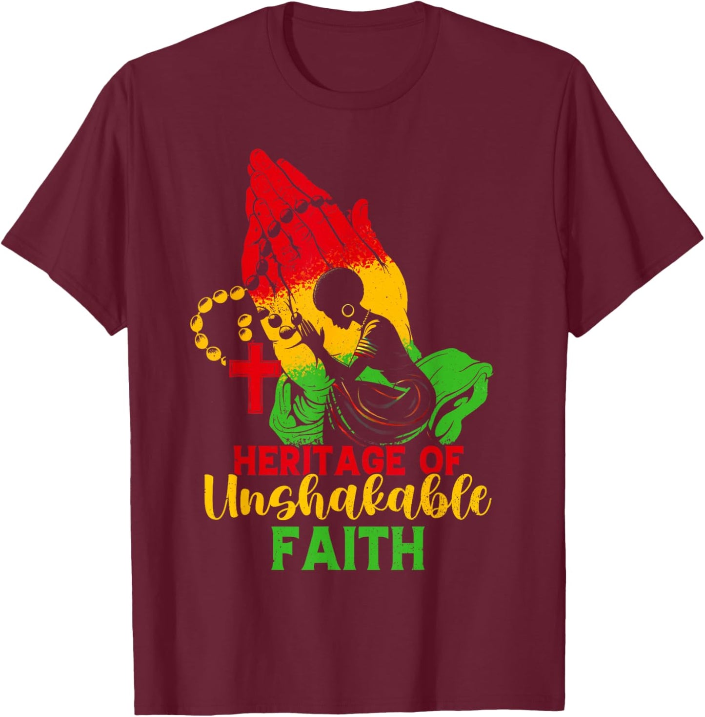 Black History Faith Christian -Adults Kids African American Christian T-Shirt - T-Shirt | Maroon