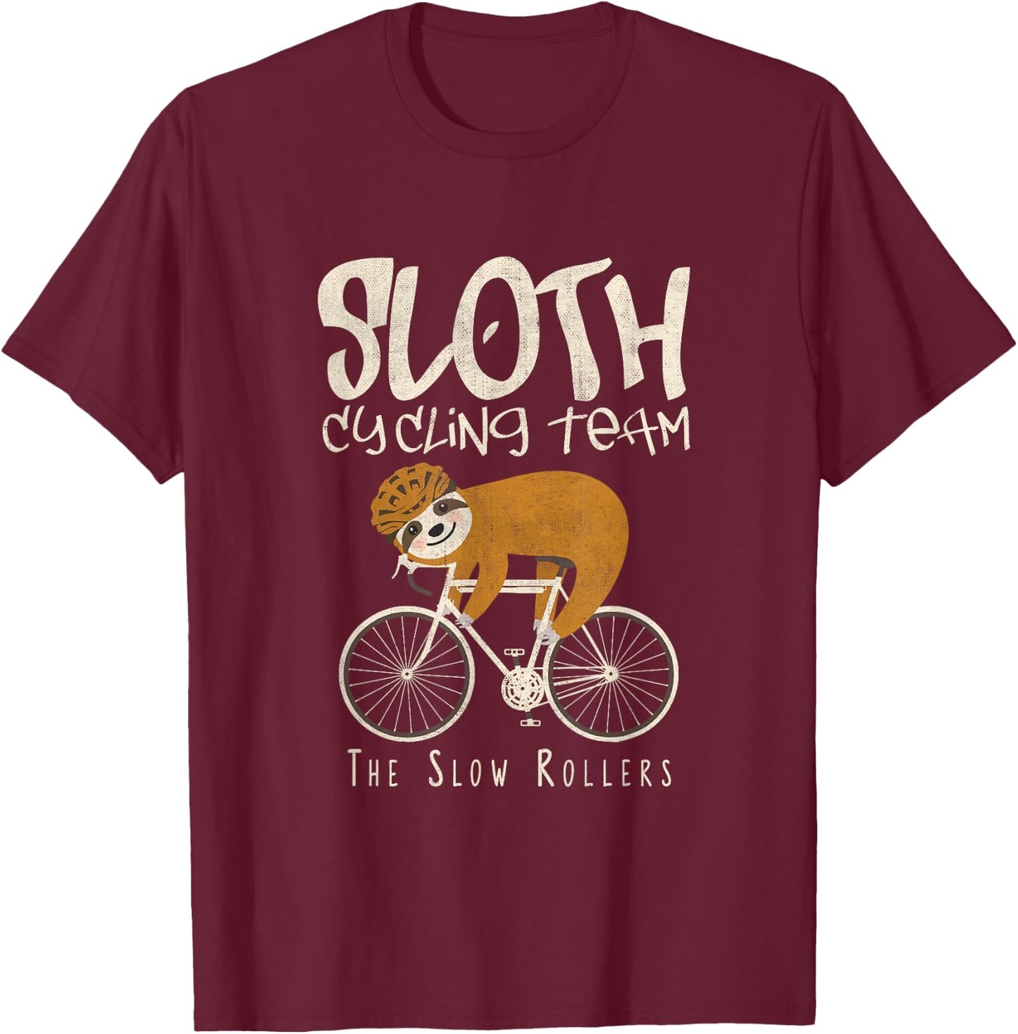 Funny Sloth Cycling Team Love Sloths Bicycle T-Shirt - T-Shirt | Maroon