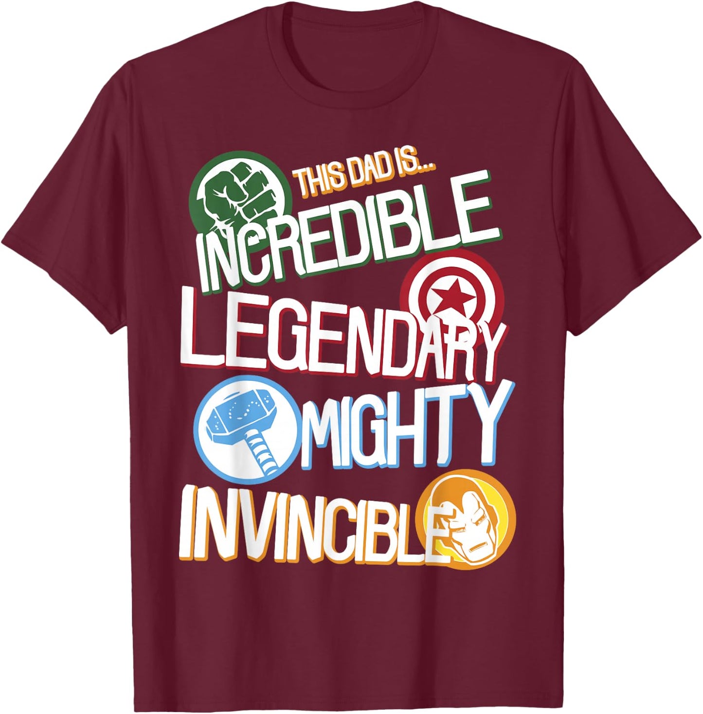 Marvel Comics Avengers Father's Day This Dad is Legendary T-Shirt - T-Shirt | Maroon