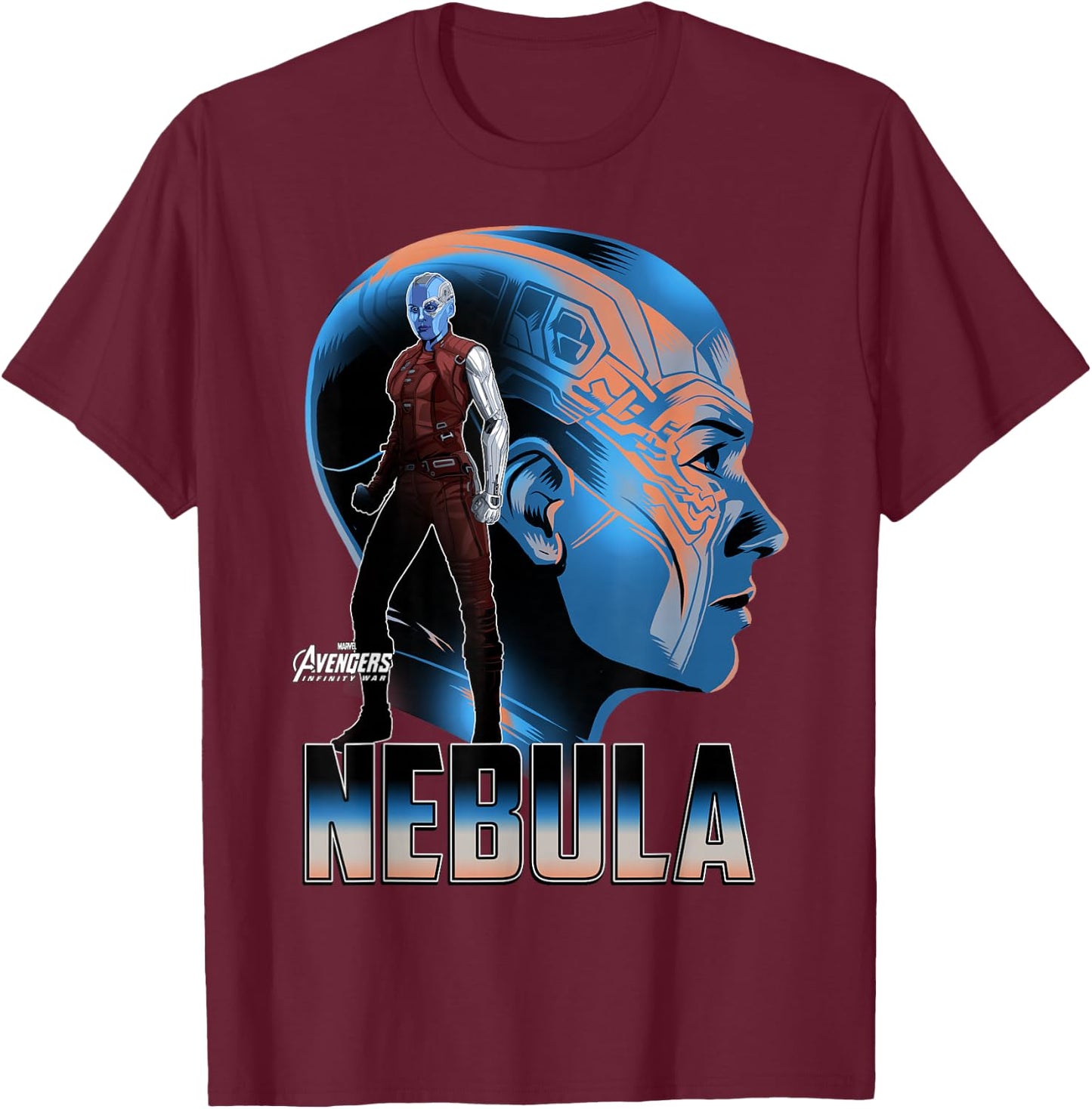 Marvel Infinity War Nebula Big Head Profile T-Shirt - T-Shirt | Maroon