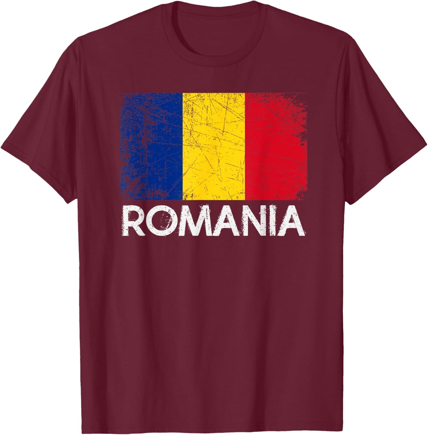 Romanian Flag | Vintage Made In Romania Gift T-Shirt - T-Shirt | Maroon