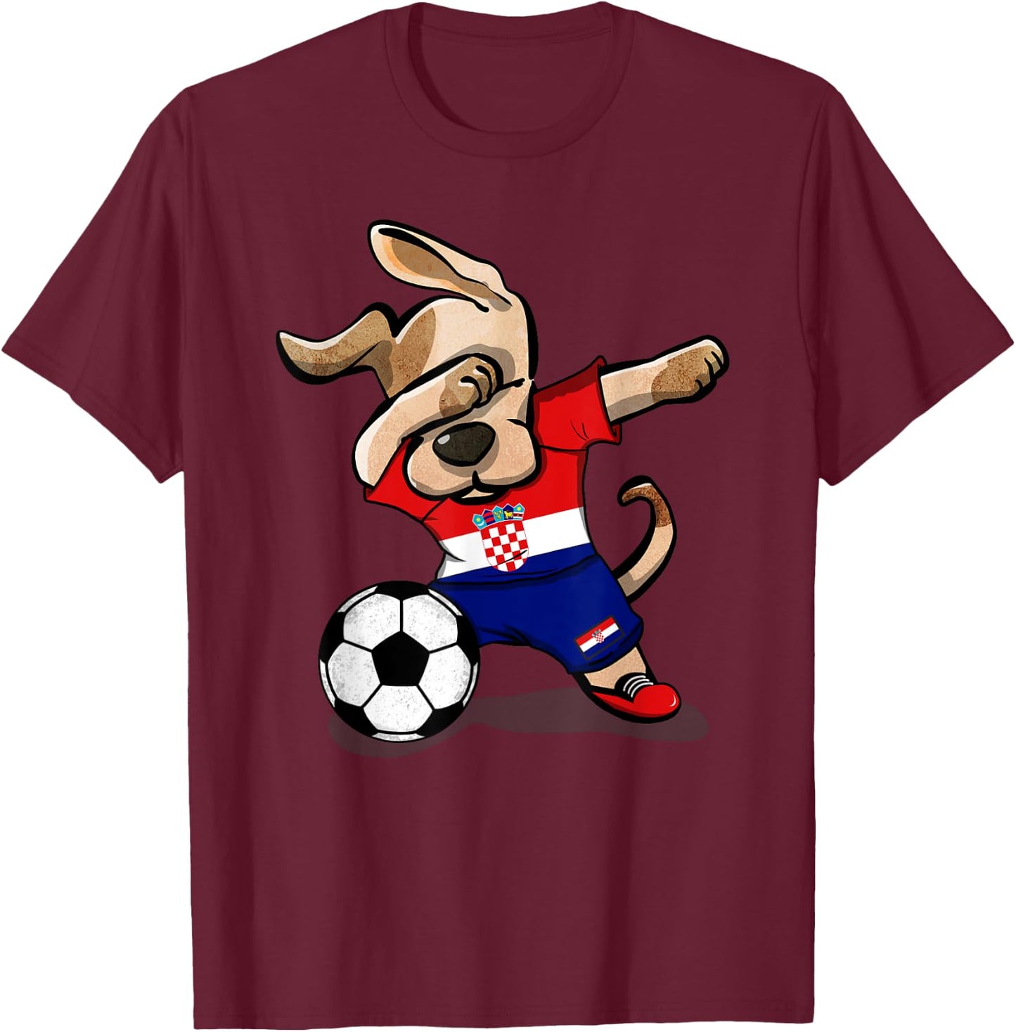Dabbing Dog Croatia Soccer Fans Jersey Croatian Football T-Shirt - T-Shirt | Maroon