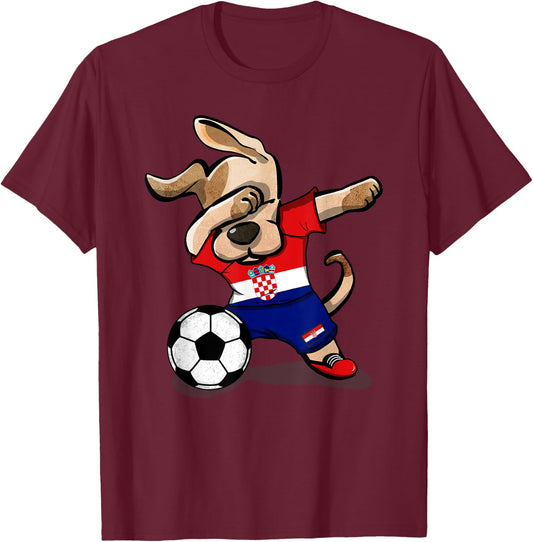 Dabbing Dog Croatia Soccer Fans Jersey Croatian Football T-Shirt - T-Shirt | Maroon