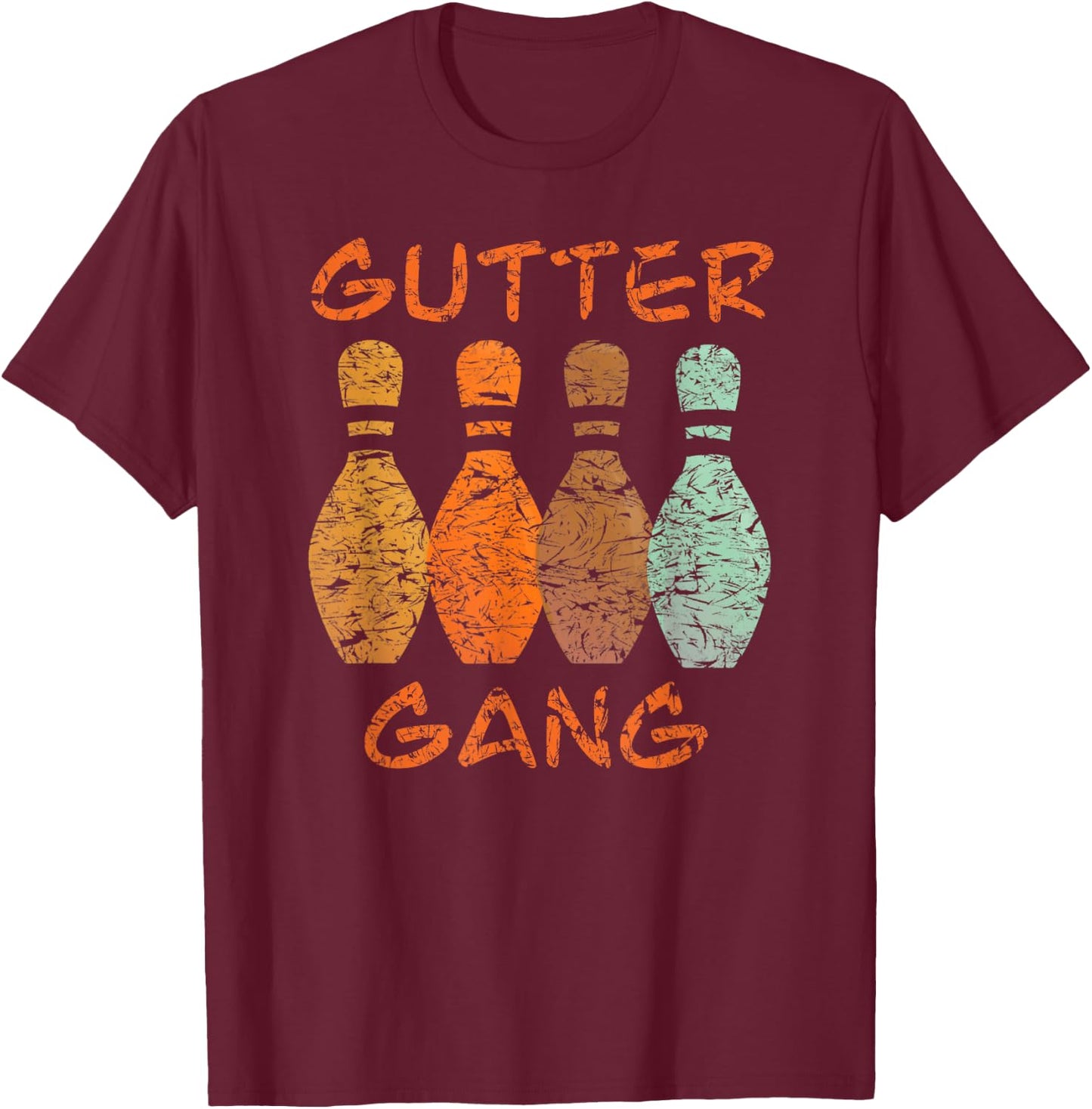 Gutter Gang Bowling Team Name T-Shirt - T-Shirt | Maroon