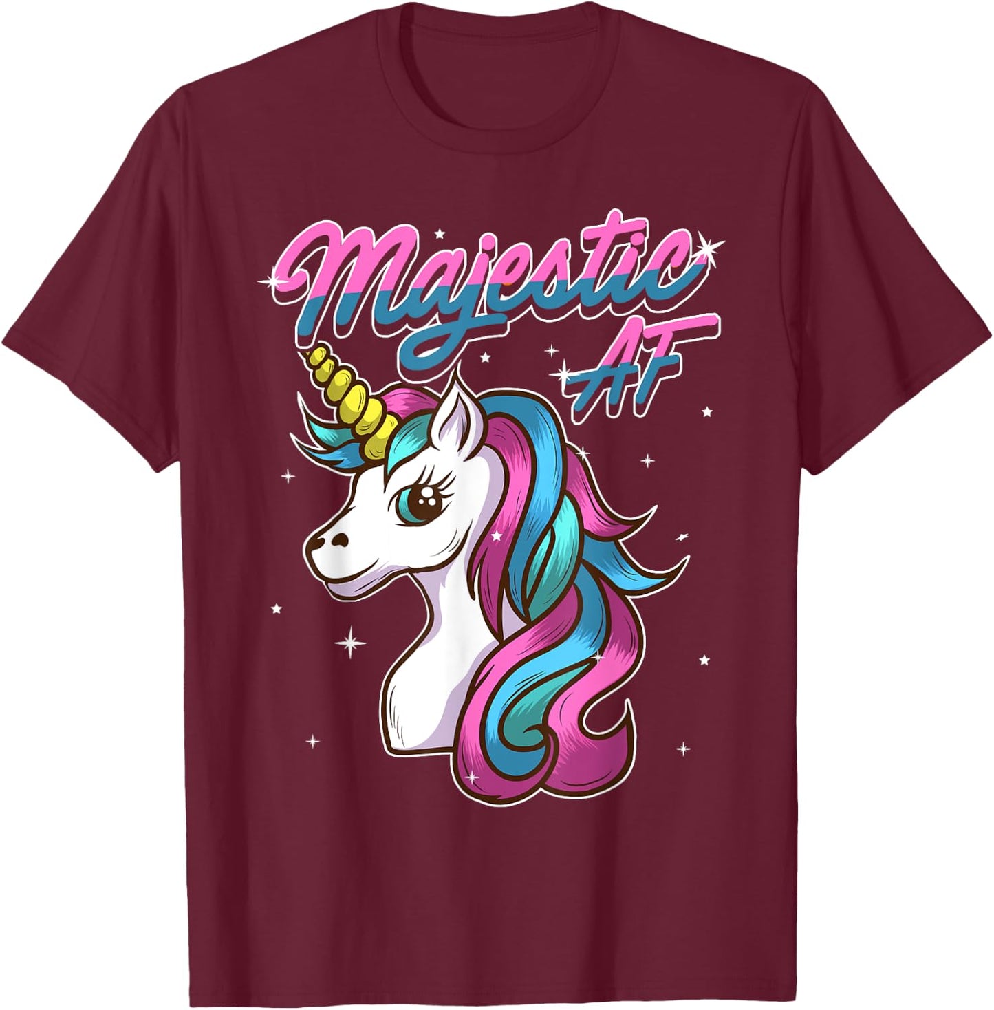 Unicorn T Shirt Majestic AF T Shirt Unicorn Shirts T-Shirt - T-Shirt | Maroon