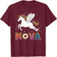 Magical Nova Unicorn Girl First Name Design T-Shirt - T-Shirt | Maroon
