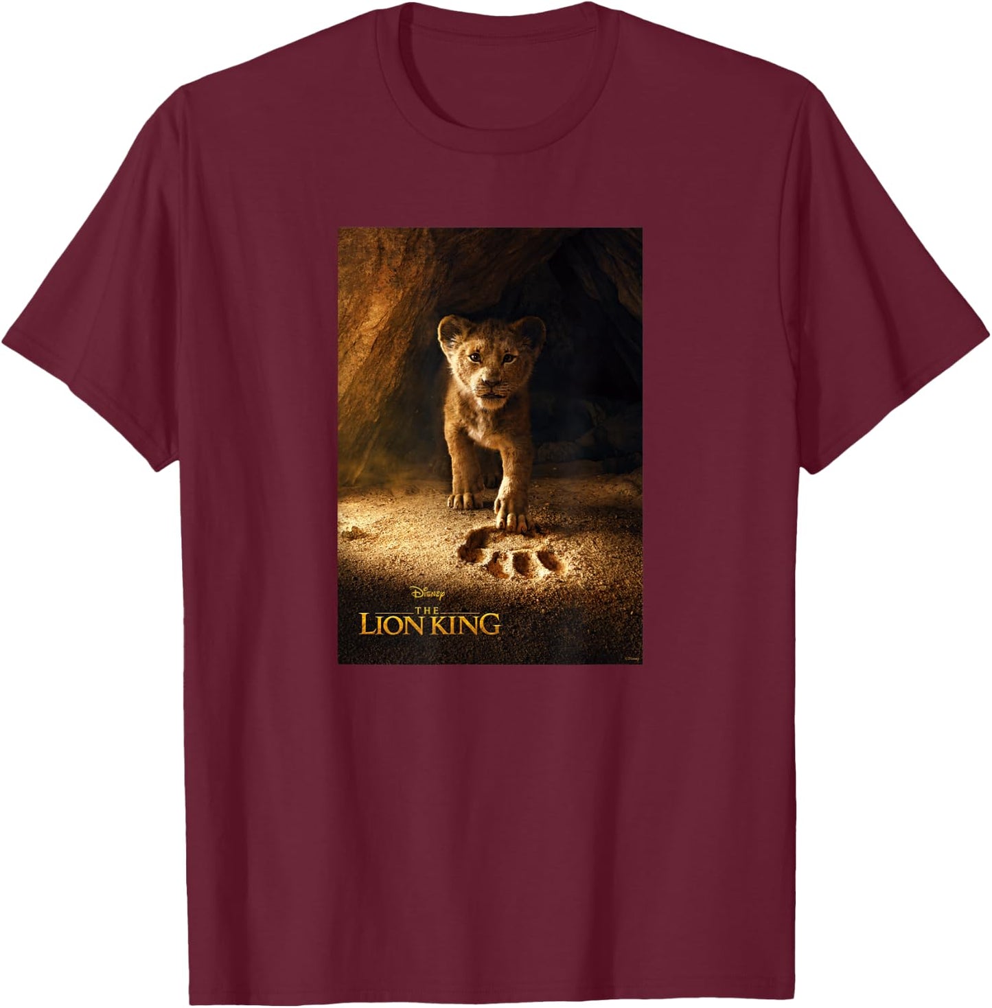 Disney The Lion King Simba Paw Live Action Poster T-Shirt - T-Shirt | Maroon
