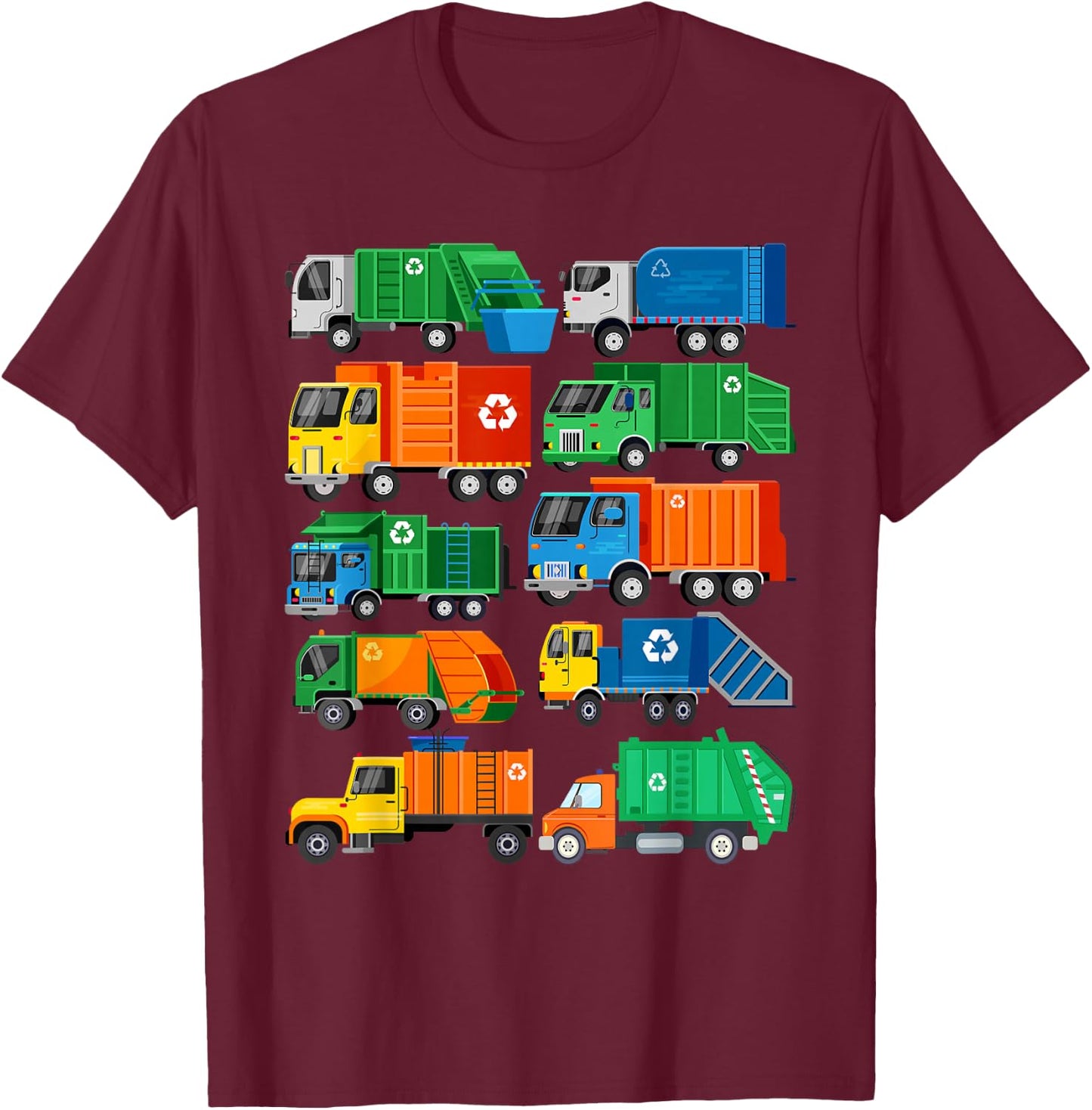 Garbage Truck Recycling Day Trash Waste Separation Birthday T-Shirt - T-Shirt | Maroon