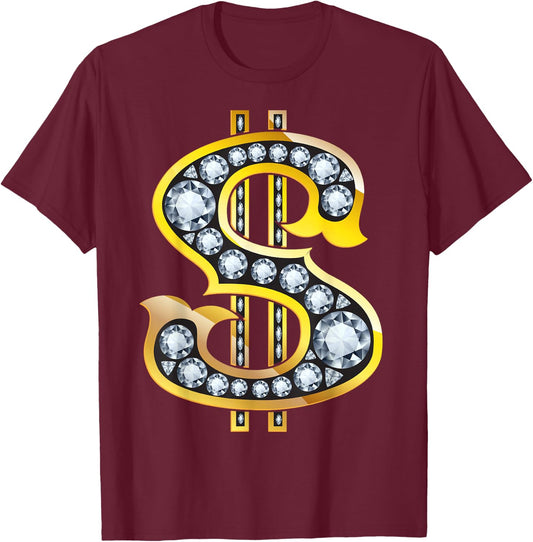 Diamond Dollar Sign Shirt | Cool More Cash Funny Gift T-Shirt - T-Shirt | Maroon