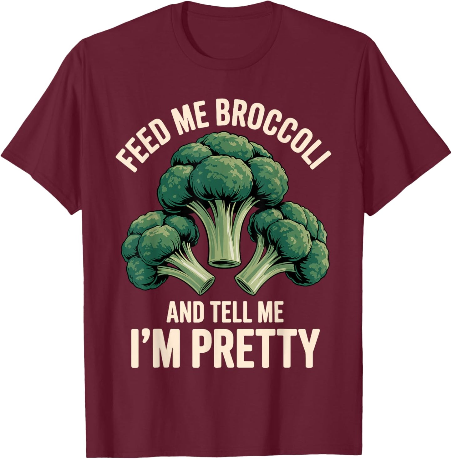 Funny Broccoli Design Women Kids Vegan Broccoli T-Shirt - T-Shirt | Maroon
