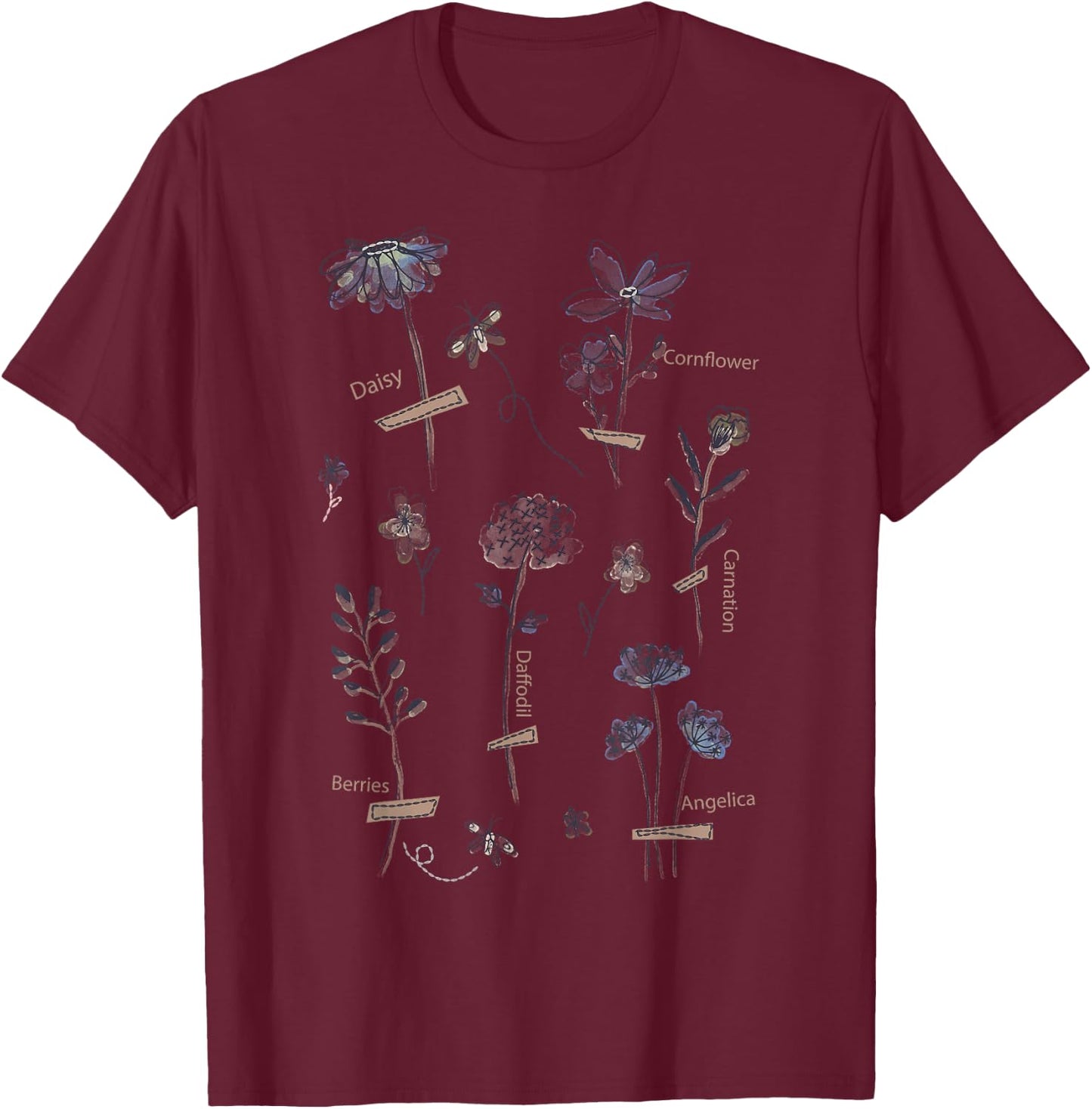 Plant These Save The Bees Botanical Vintage WildFlowers Girl T-Shirt - T-Shirt | Maroon