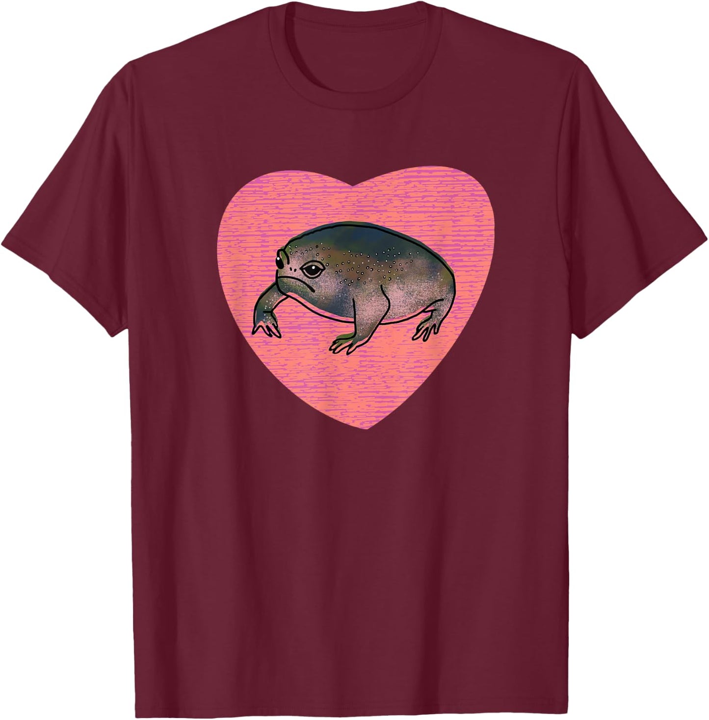 Cute Black Desert Rain Frog Love Heart T-Shirt - T-Shirt | Maroon