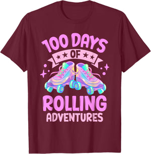 100 Days Of Rolling Adventures 100 Days Of School T-Shirt - T-Shirt | Maroon