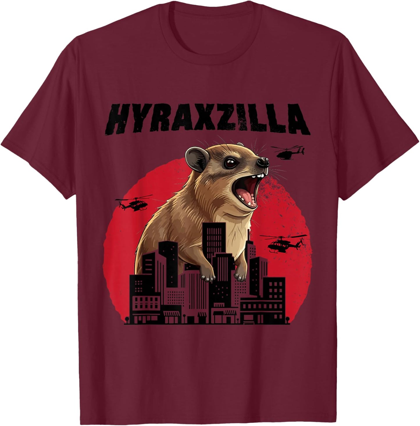 Hyraxzilla Rock Hyrax Lover Awawa Funny Upset Groundhog T-Shirt - T-Shirt | Maroon