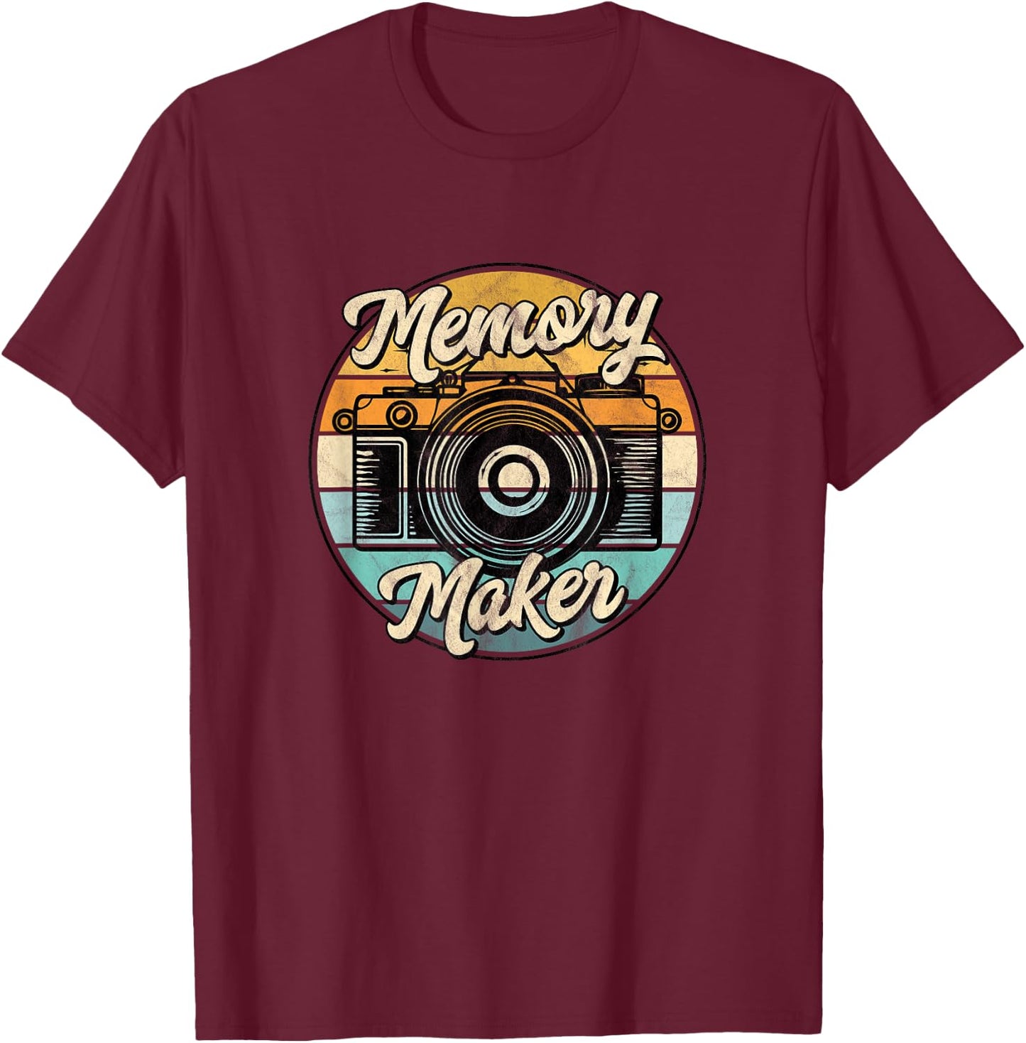 Photography Lover's Memory Maker - Distressed Photographer T-Shirt - T-Shirt | Maroon
