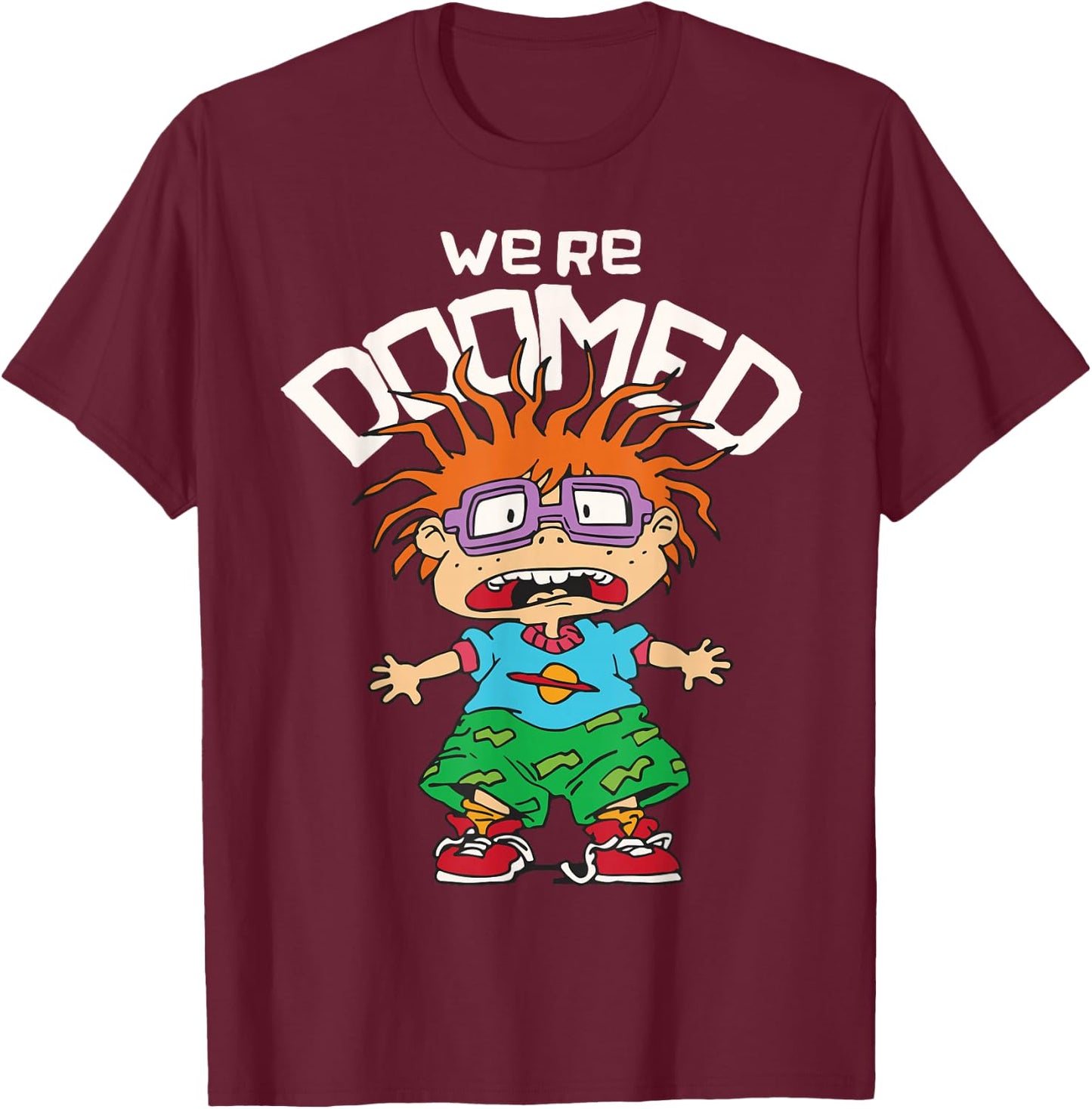 Rugrats Chuckie We're Doomed Small T-Shirt - T-Shirt | Maroon