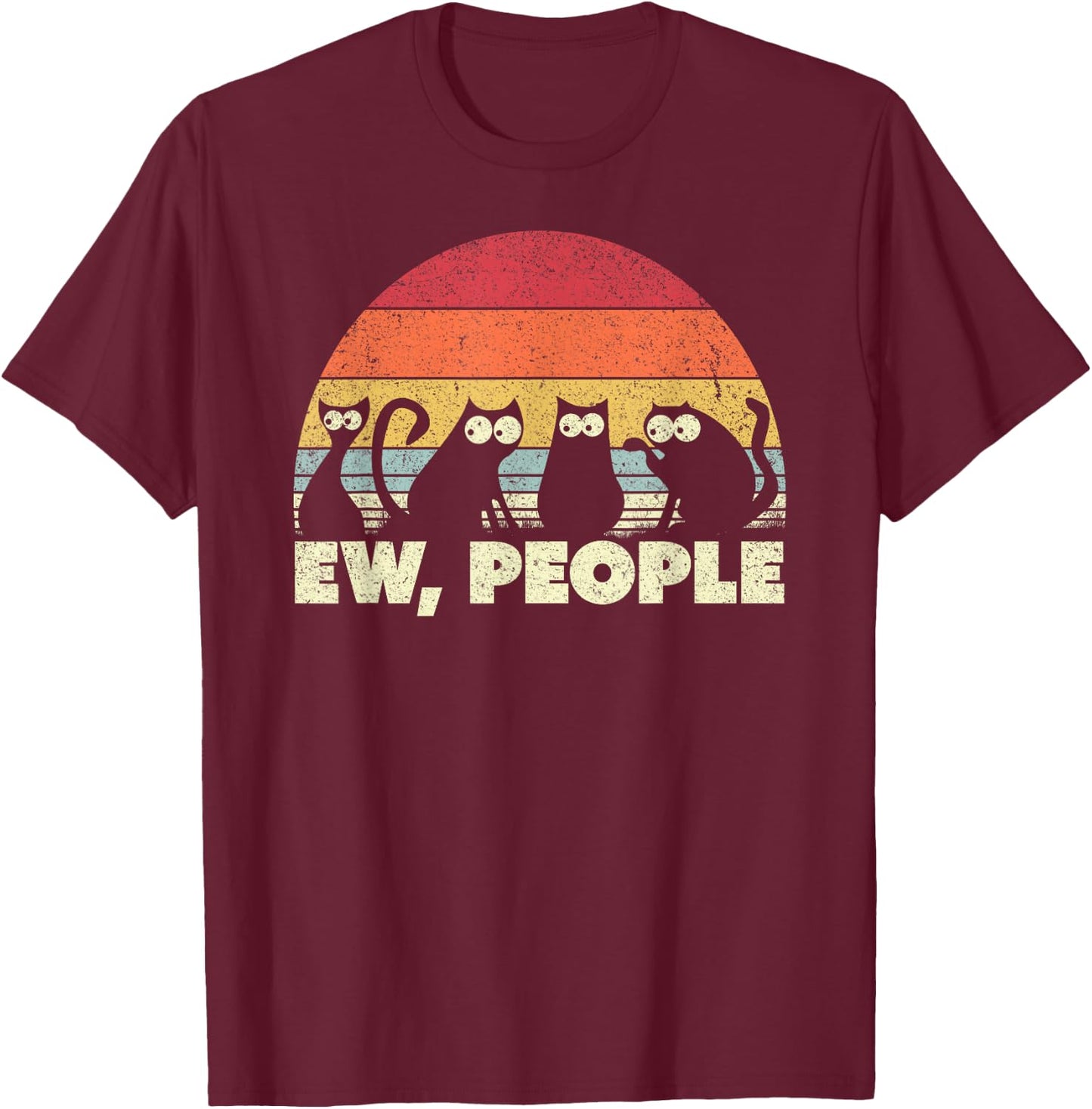 Ew People Cat Shirt Vintage T-Shirt - T-Shirt | Maroon