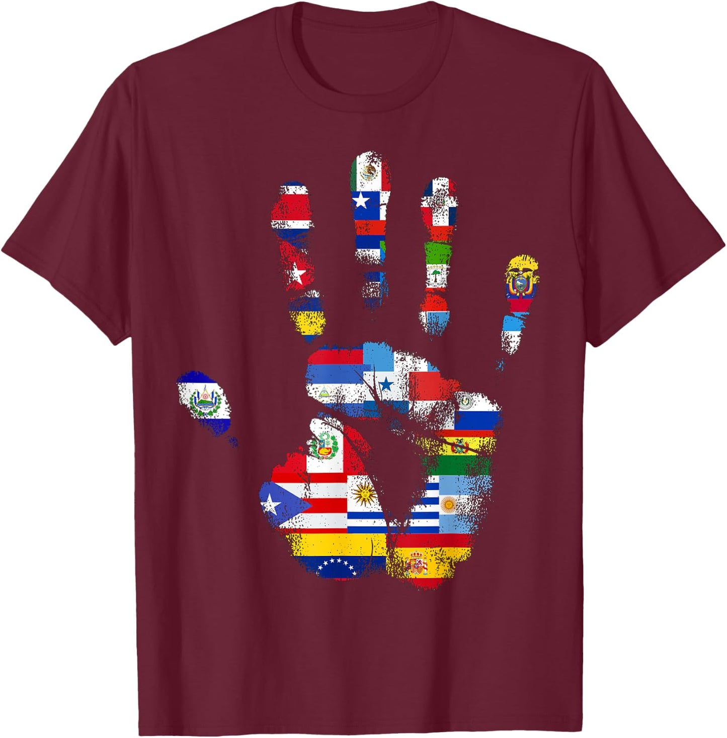 National Hispanic Heritage Month Latin America Latino Flags T-Shirt - T-Shirt | Maroon