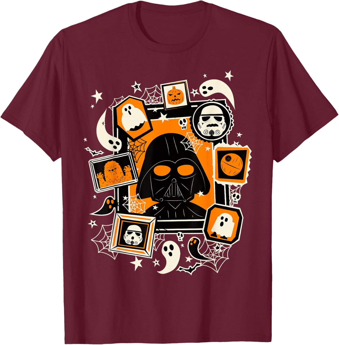 Star Wars Darth Vader And Ghosts Halloween Poster T-Shirt - T-Shirt | Maroon
