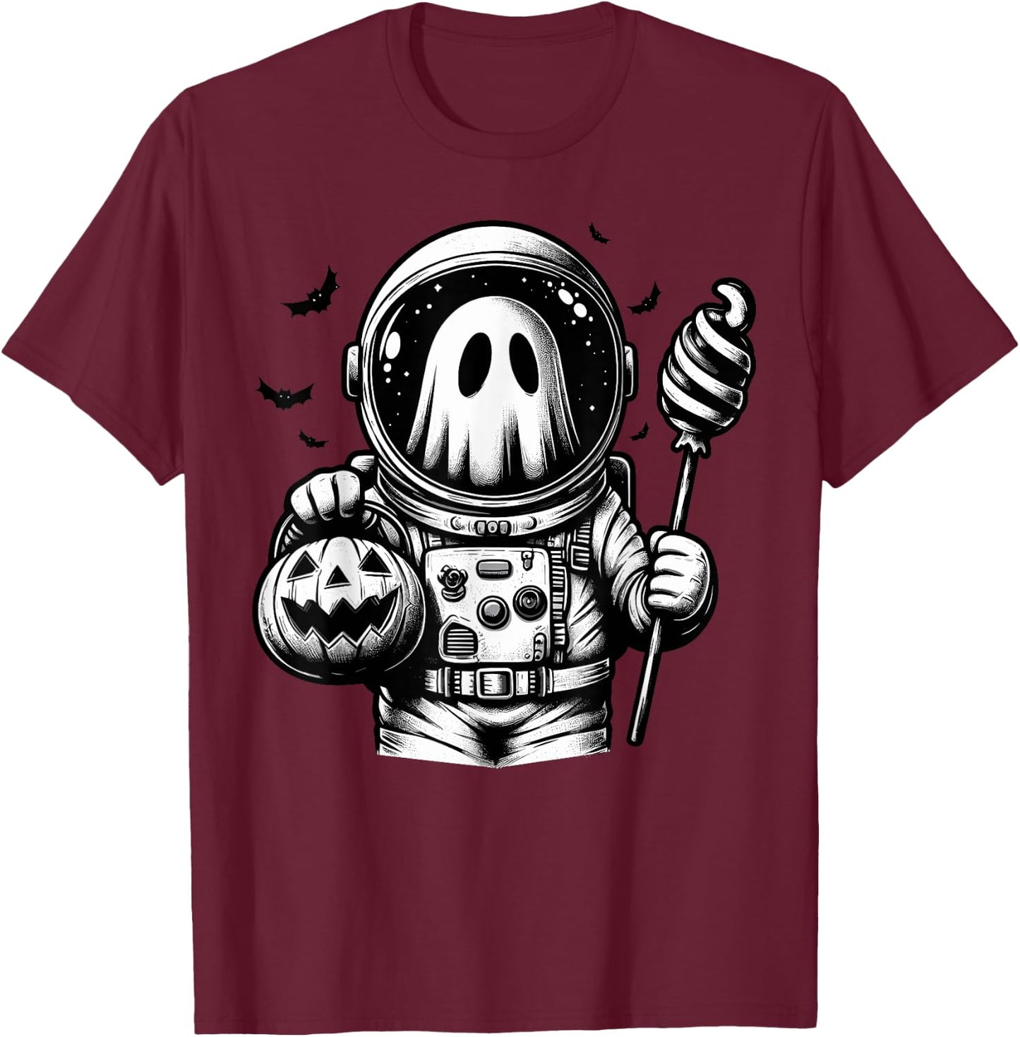 Halloween Astronaut Costume Ghost Animal Boo Spooky T-Shirt - T-Shirt | Maroon