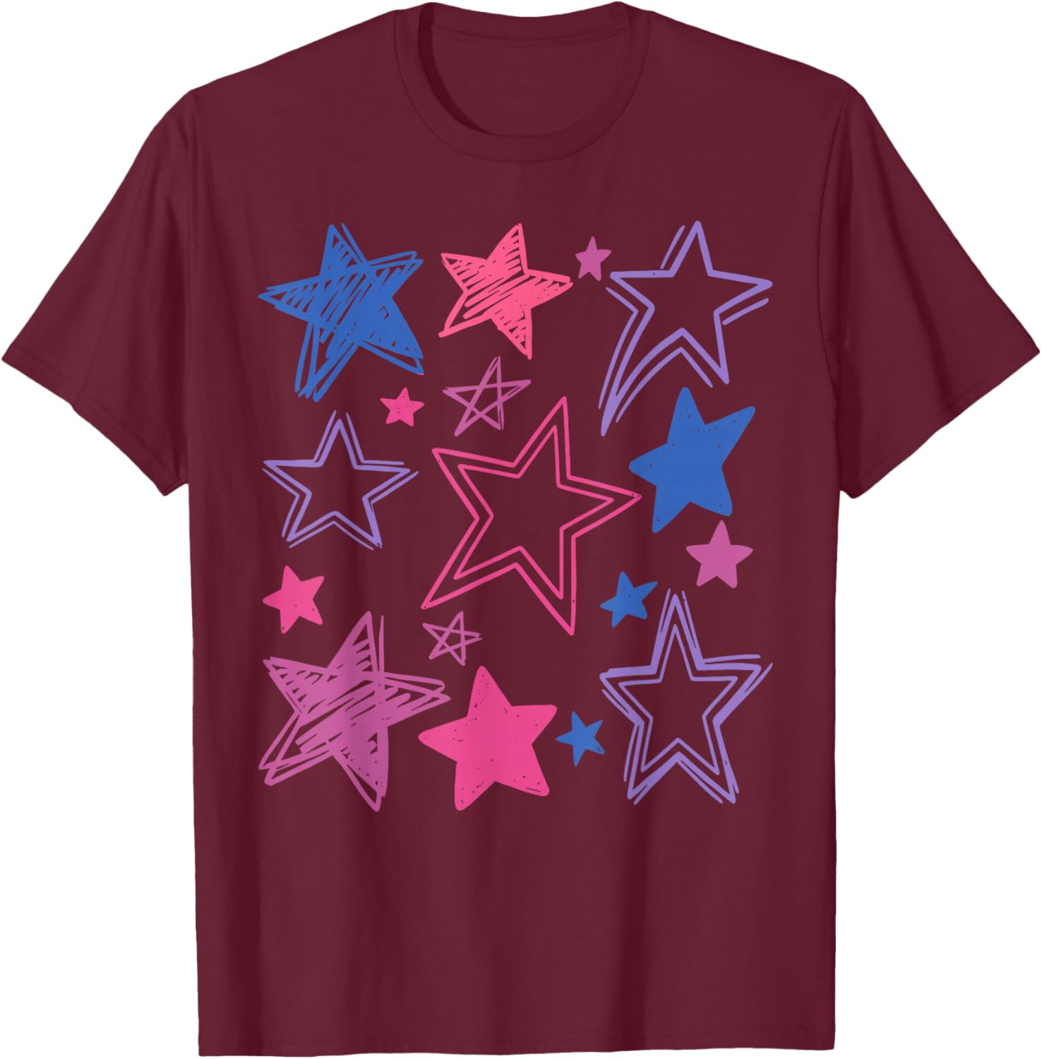 Subtle Bi Pride Stars Bisexual LGBTQ Pride Month T-Shirt - T-Shirt | Maroon