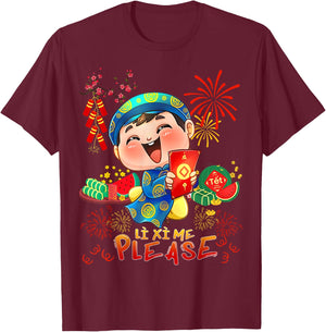 Boy Wearing Ao Dai Li Xi Me Happy Vietnamese Lunar New Year T-Shirt - T-Shirt | Maroon