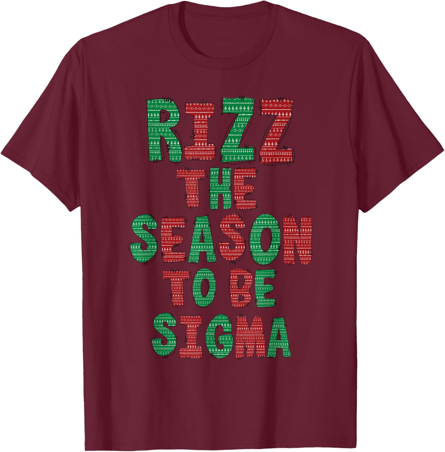 Rizz The Season - Funny Gen Alpha Slang Christmas Teacher T-Shirt - T-Shirt | Maroon