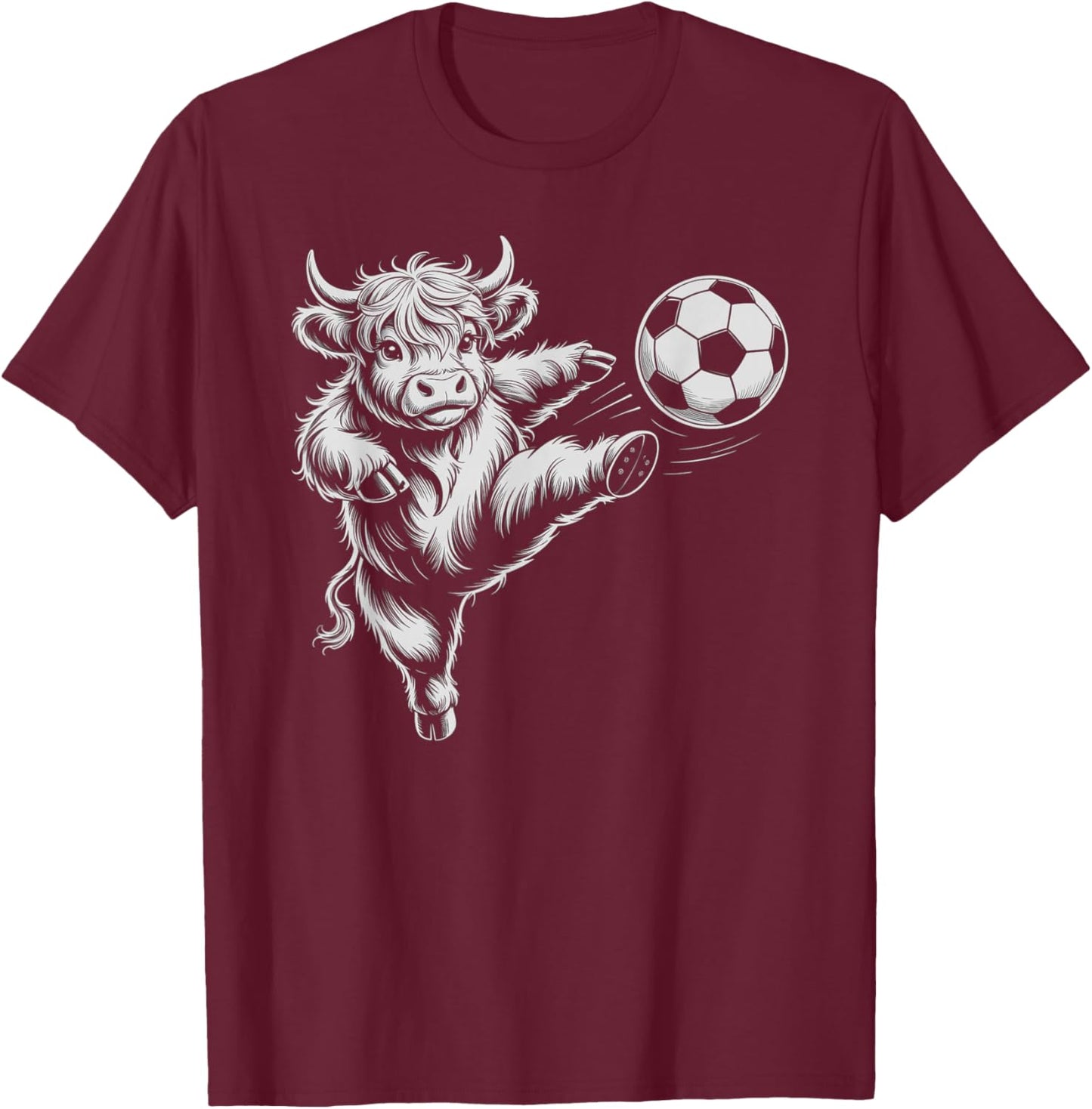Funny Soccer Heifer Just Girl Who Loves Highland Cows Play T-Shirt - T-Shirt | Maroon