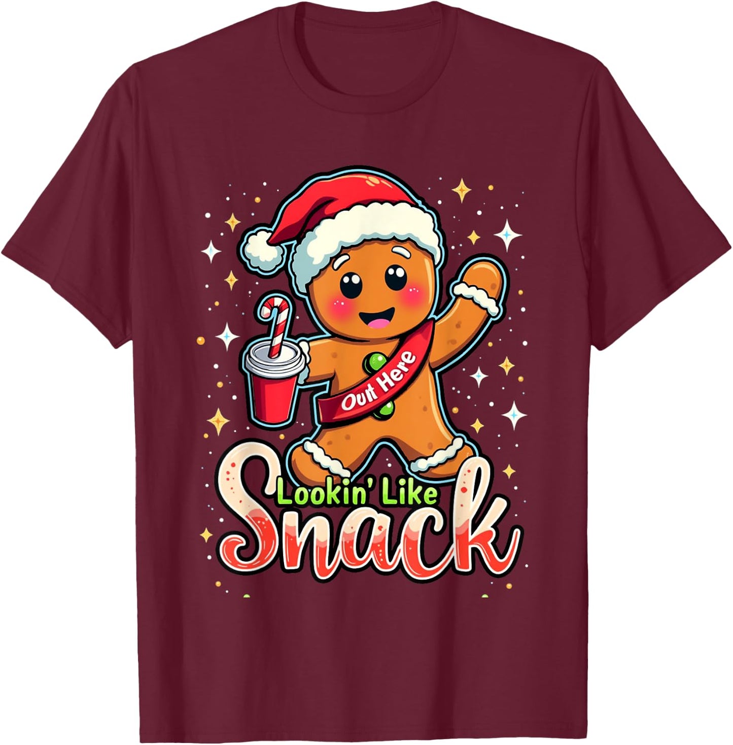 out here looking like a snack christmas funny BouJee Xmas T-Shirt - T-Shirt | Maroon