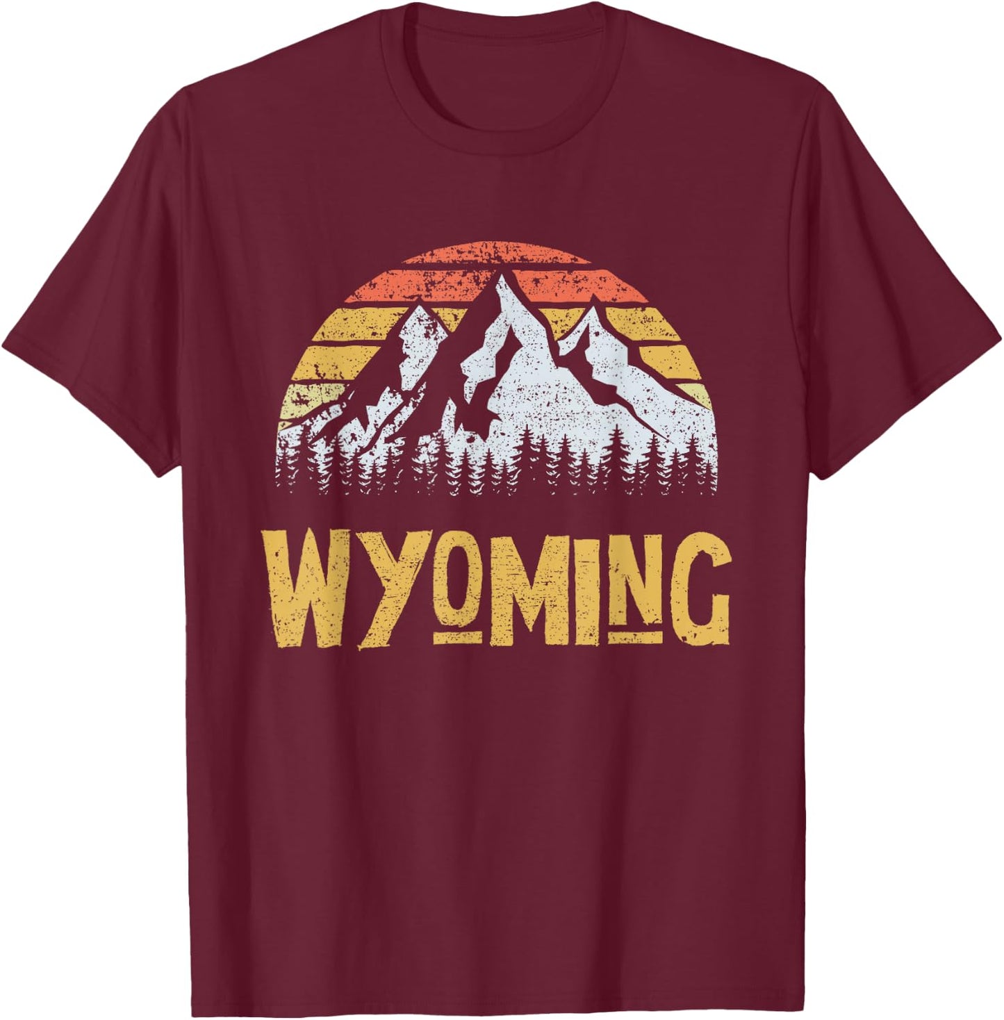 Vintage Retro WY Wyoming U.S. Mountain State T-Shirt - T-Shirt | Maroon