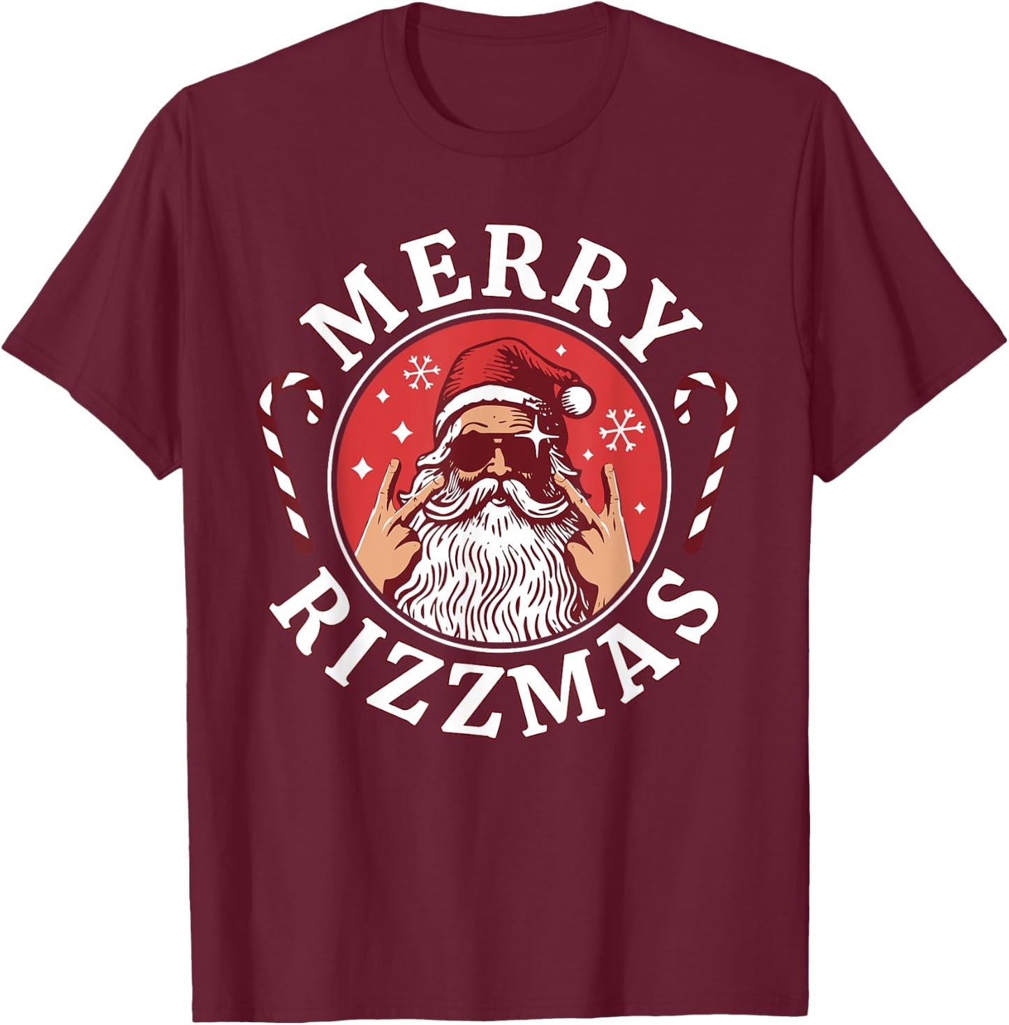 Merry Rizzmas Kids Teens School Funny Christmas Santa Claus T-Shirt - T-Shirt | Maroon