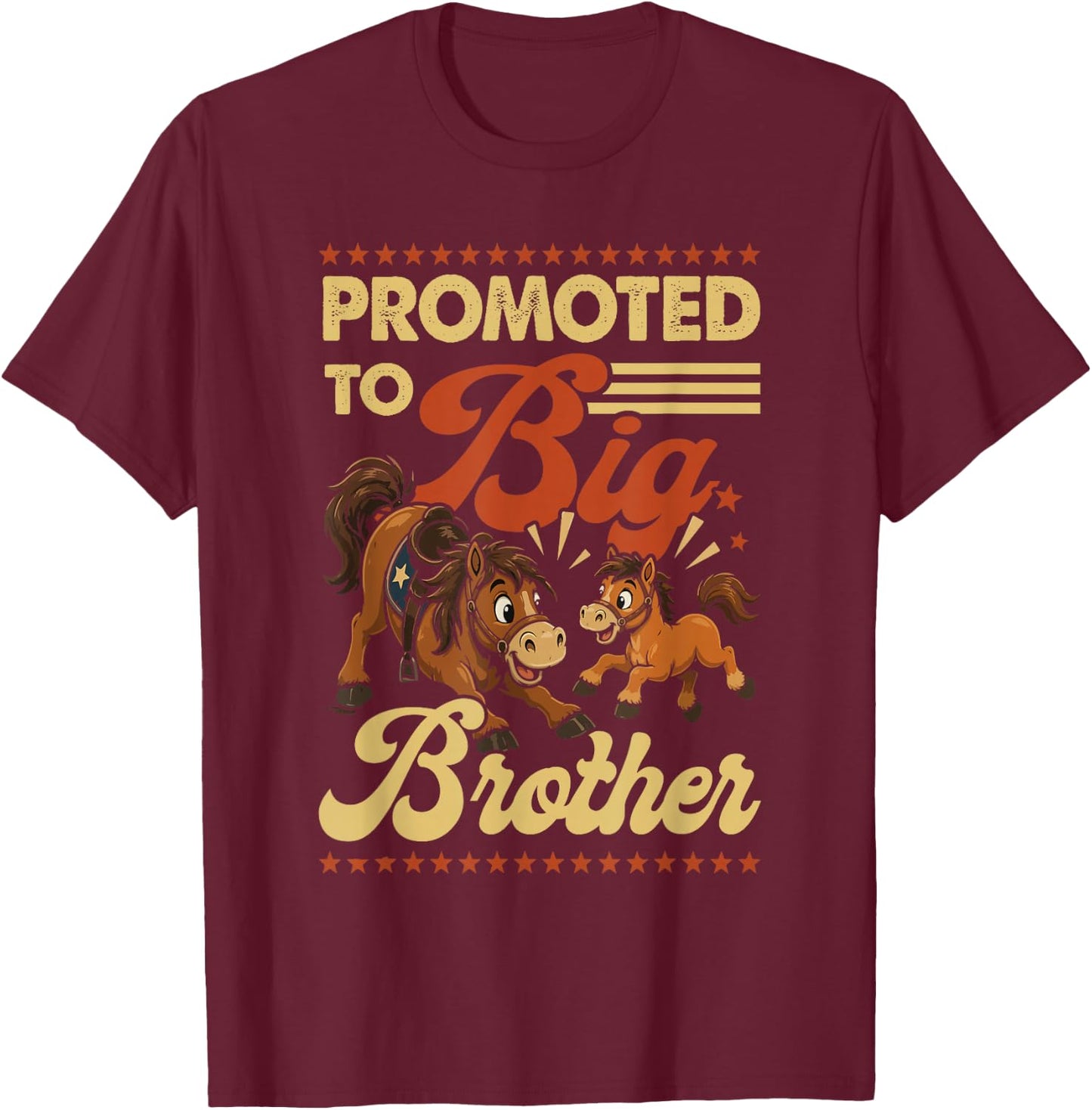 Promoted to Big Brother Horse Theme Kids T-Shirt - T-Shirt | Maroon
