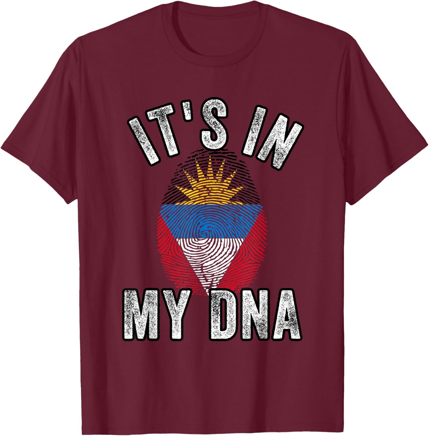 Funny it's in my DNA Antigua and barbuda flag Fingerprint T-Shirt - T-Shirt | Maroon