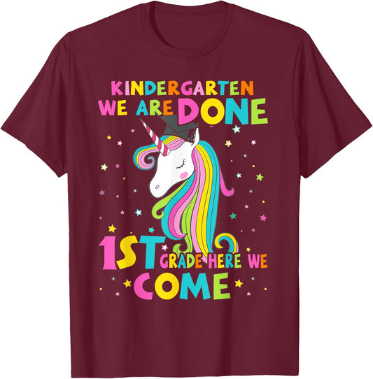 Kindergarten Graduation Magical Unicorn Gift T-Shirt - T-Shirt | Maroon