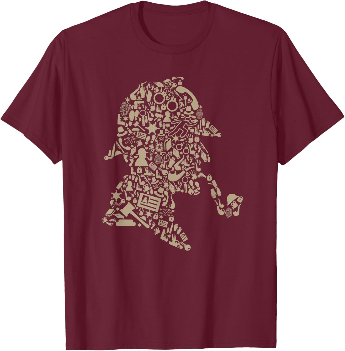 Sherlock Holmes UK Detective Novel Retro British T-Shirt - T-Shirt | Maroon
