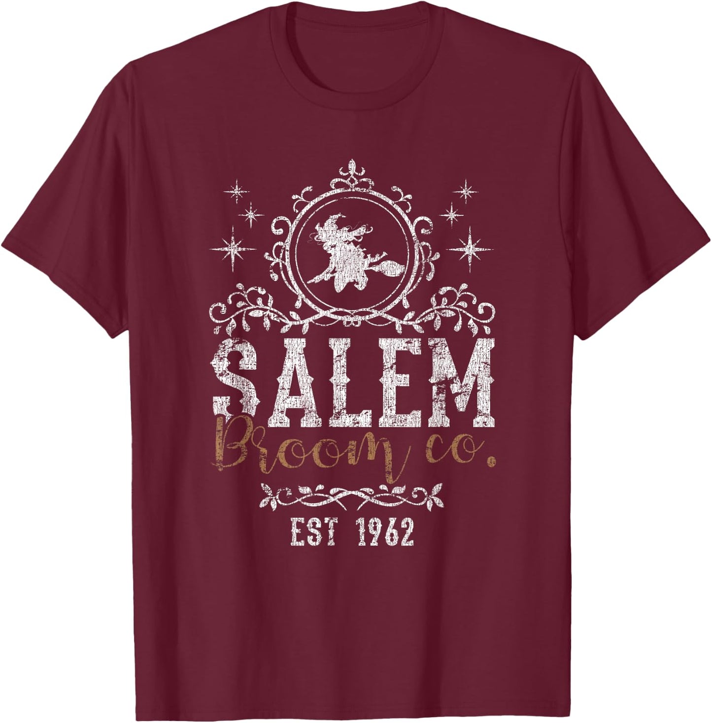 Witches Salem Broom Company Grunge Halloween Women's Witch T-Shirt - T-Shirt | Maroon