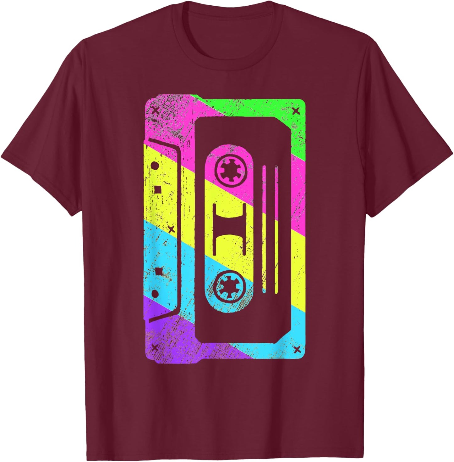 Cassette Tape Costume 80s 90s Vintage Retro T-Shirt - T-Shirt | Maroon