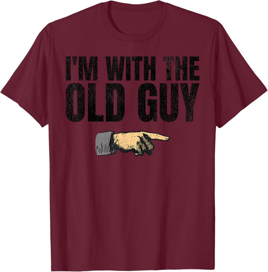 Retro I'm With The Old Guy Matching Old Yeller Funny 60s T-Shirt - T-Shirt | Maroon