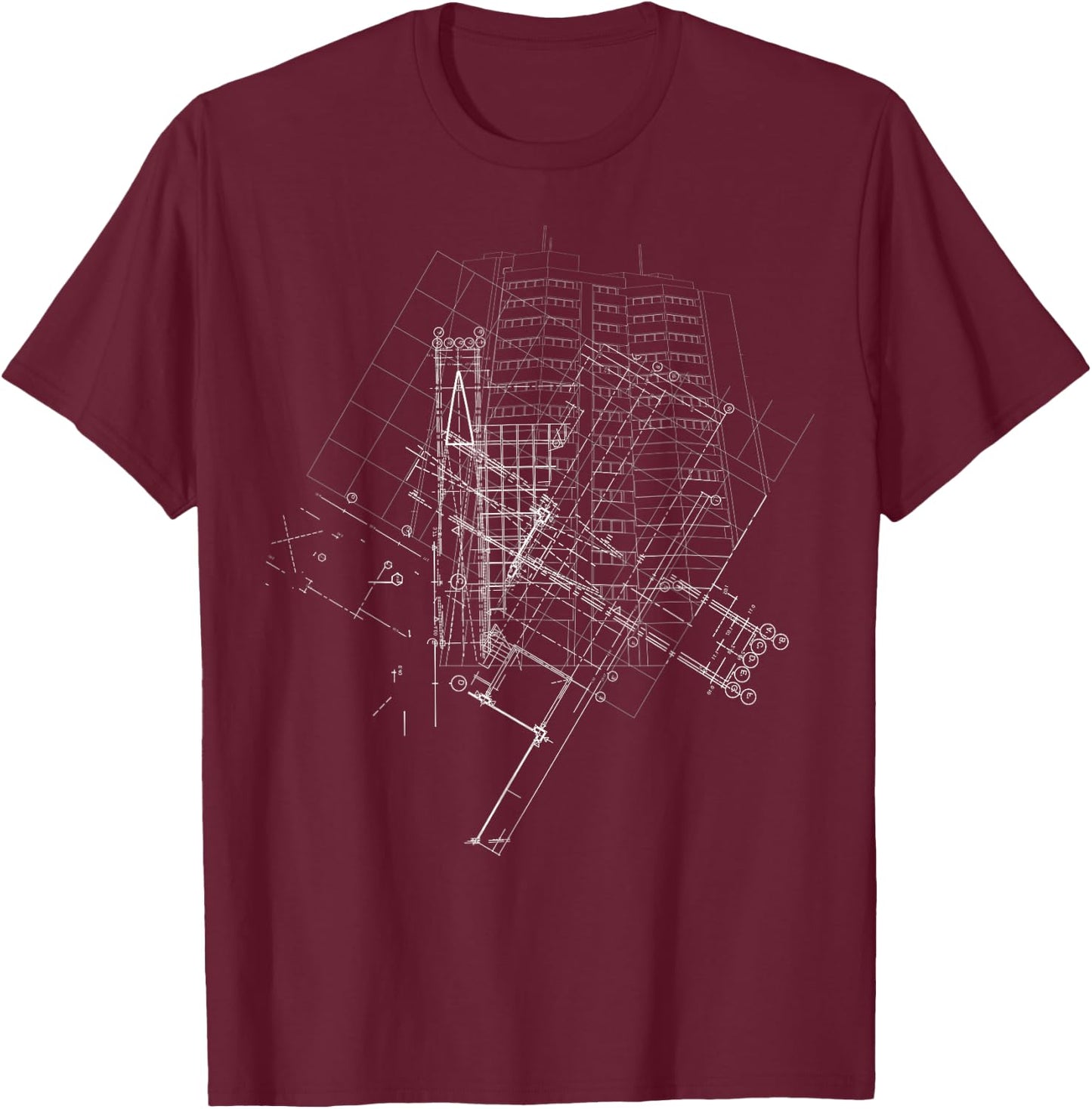 Graphic Abstract Lines Gift Design Idea Architecture T-Shirt - T-Shirt | Maroon