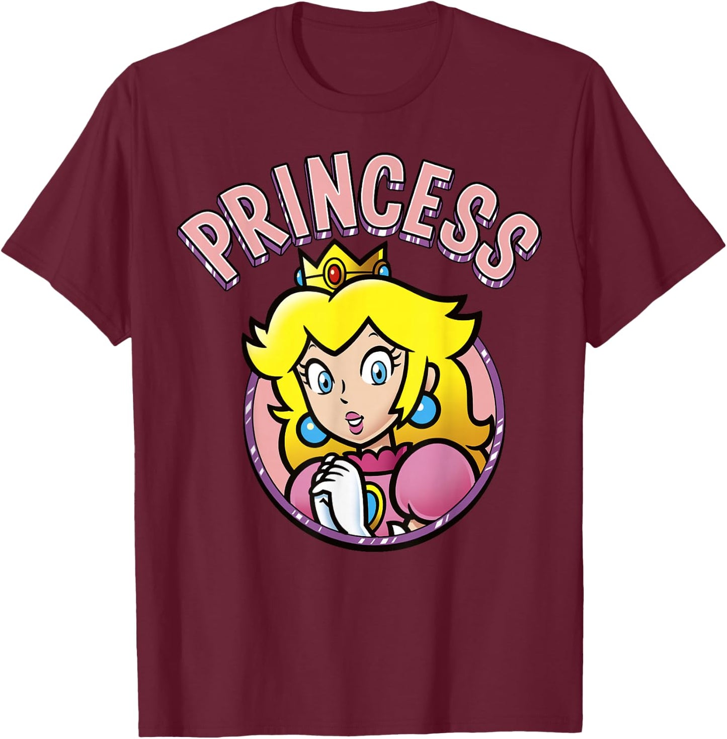 Super Mario Peach The Princess Portrait T-Shirt - T-Shirt | Maroon