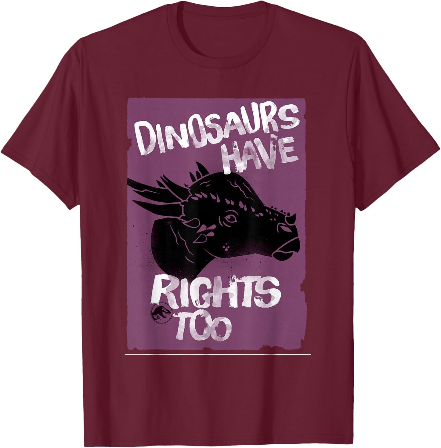 Jurassic World Fallen Kingdom: Dinos Have Rights Too T-Shirt - T-Shirt | Maroon